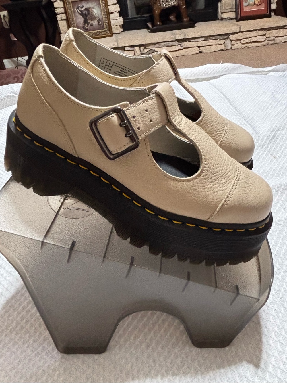 Dr. Martens Women's Beige Mary Jane Platform Shoe - Picture 9 of 11